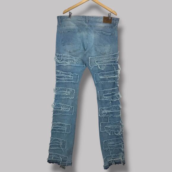 Jordan Craig Legacy Edition Distressed Denim Jeans Ripped Frayed Design Size 38 - Picture 2 of 6
